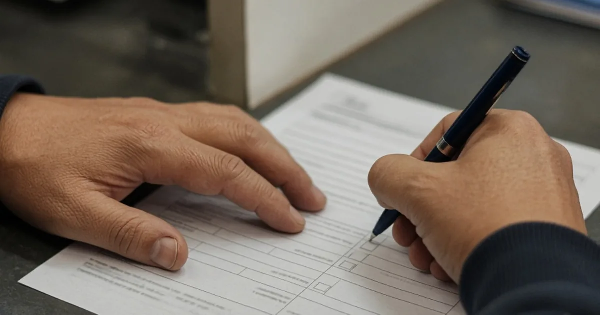 UAE Final Settlement Checklist 2026 Pen and form being completed at a desk