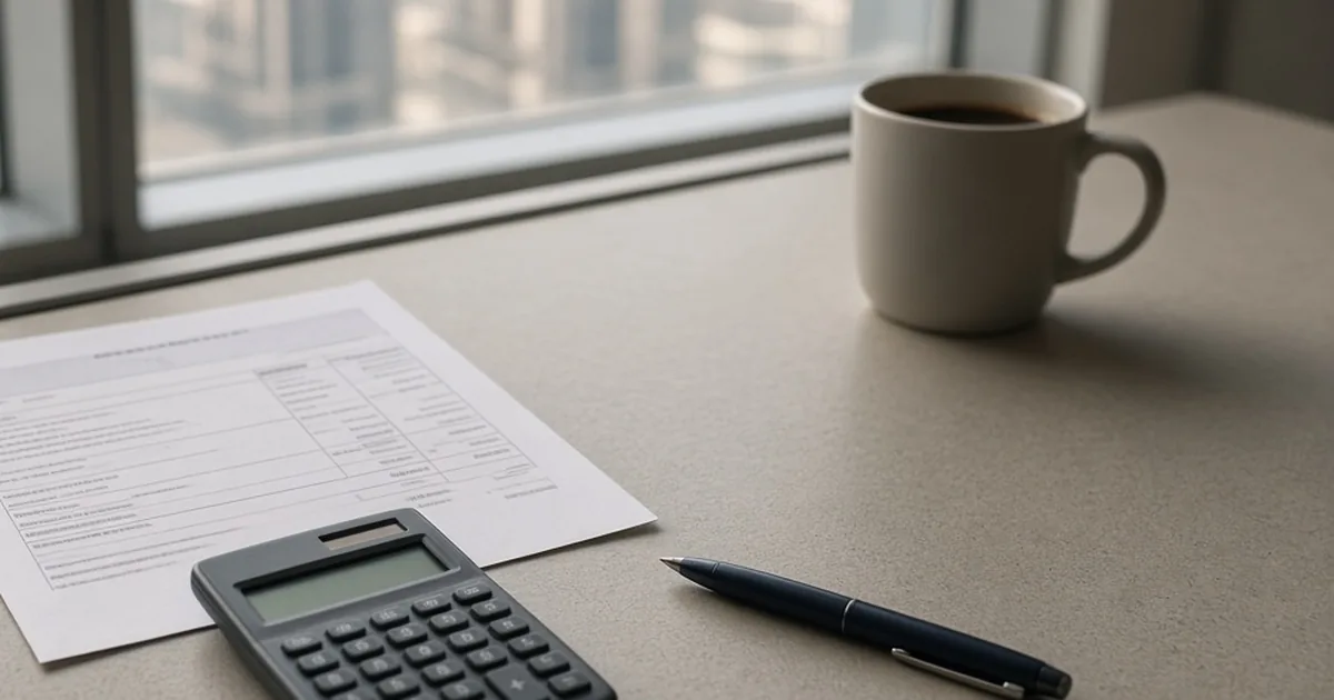 Does UAE Gratuity Include Housing Allowance? Calculator and pen on a desk by a sunny window