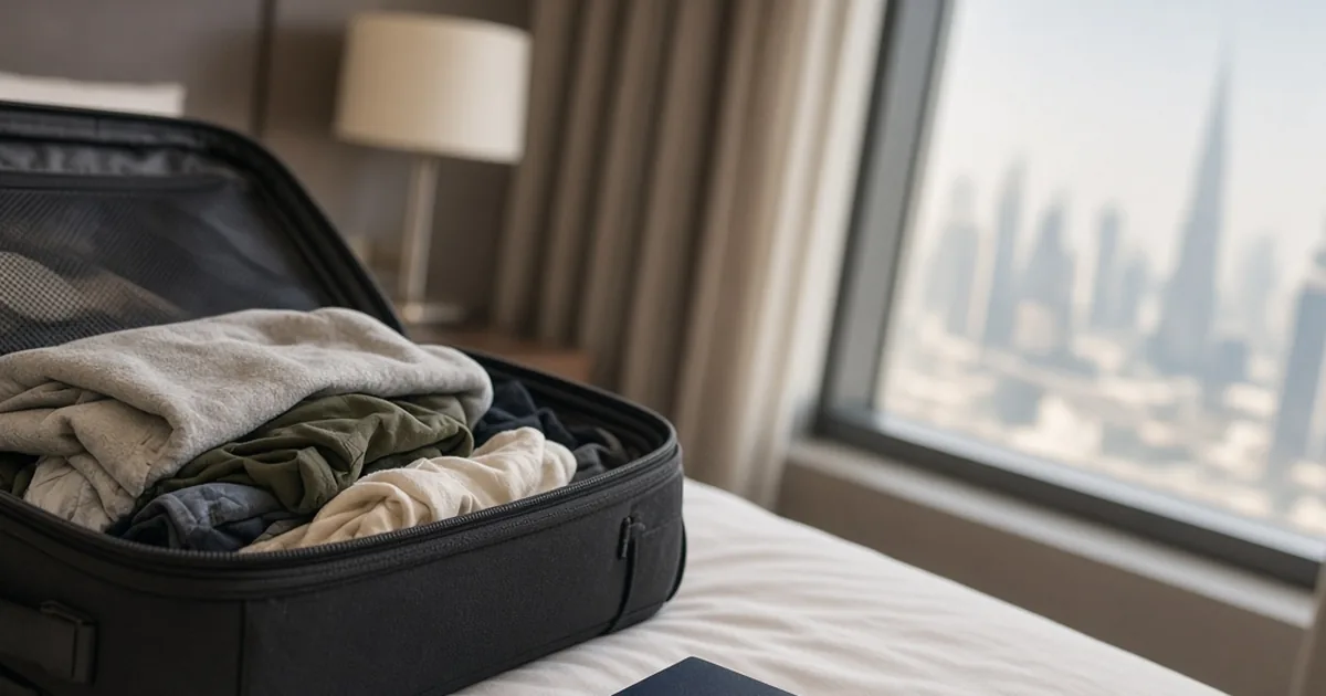 Does Unpaid Leave Reduce UAE Gratuity? Open suitcase on a bed in a bright room
