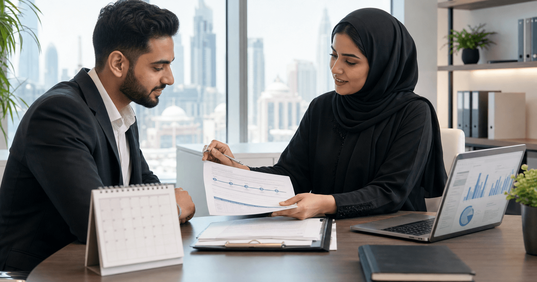 UAE Probation Period and Gratuity 2026 UAE employee in probation meeting reviewing joining date and gratuity eligibility with HR